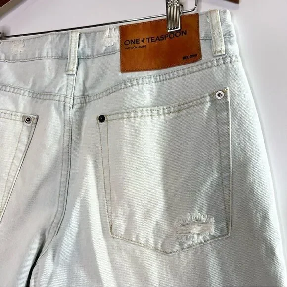 One Teaspoon Jackson Utility Mid Waist Wide Leg Jeans Le Surf 31 NEW - Picture 11 of 14